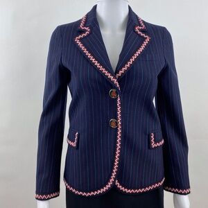 Gucci Navy Blue stripe Contrast Trim Detail Blazer Size 36